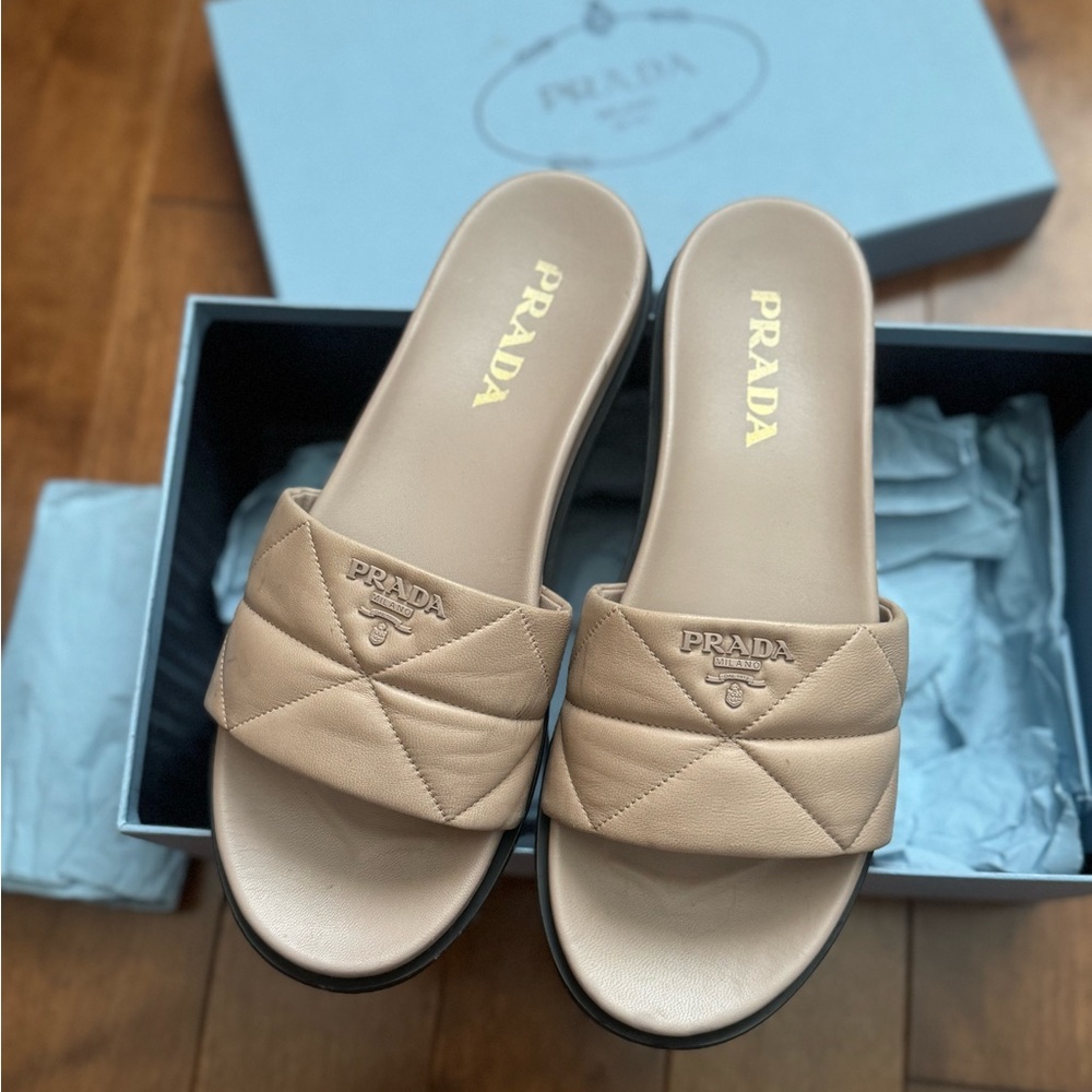 PRADA Calzature Donna Quilted Slide Sandals size 38